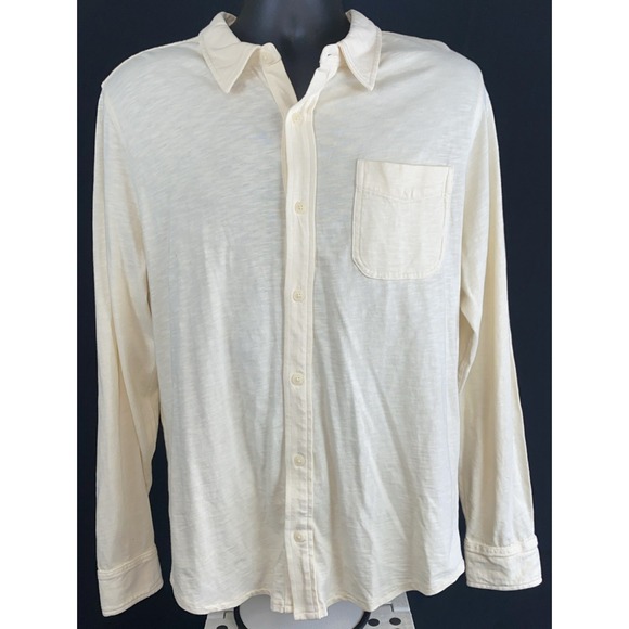 J. Crew Mens Shirt Large Garment Dyed Harbor Baywood Ivory Slub Cotton Collared - Picture 2 of 10